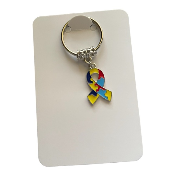 Autism Awareness Ribbon Puzzle Piece Keychain - Picture 1 of 4
